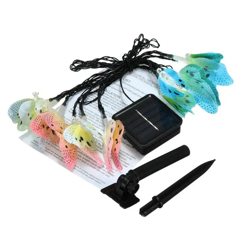 

Garden decoration 12 LED Solar Power Led Lamp Butterfly Solar String Lights Multi Colors Outdoor Wedding Decor Lighting Garden