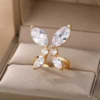 2021 new classic zircon butterfly open ring for woman sexy finger accessories fashion korean jewelry wedding party unusual rings
