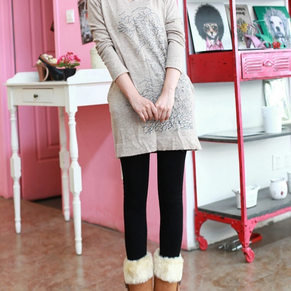Женские утепленные леггинсы с высокой талией Зимние флисовые большого размера