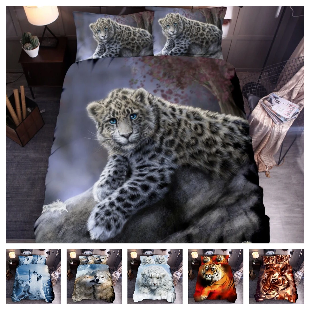 

2021 Hot Style 2 or 3pcs 3D Animals Printing Soft Duvet Cover Sets 1 Quilt Cover + 1/2 Pillowcases Single Twin Full Queen King