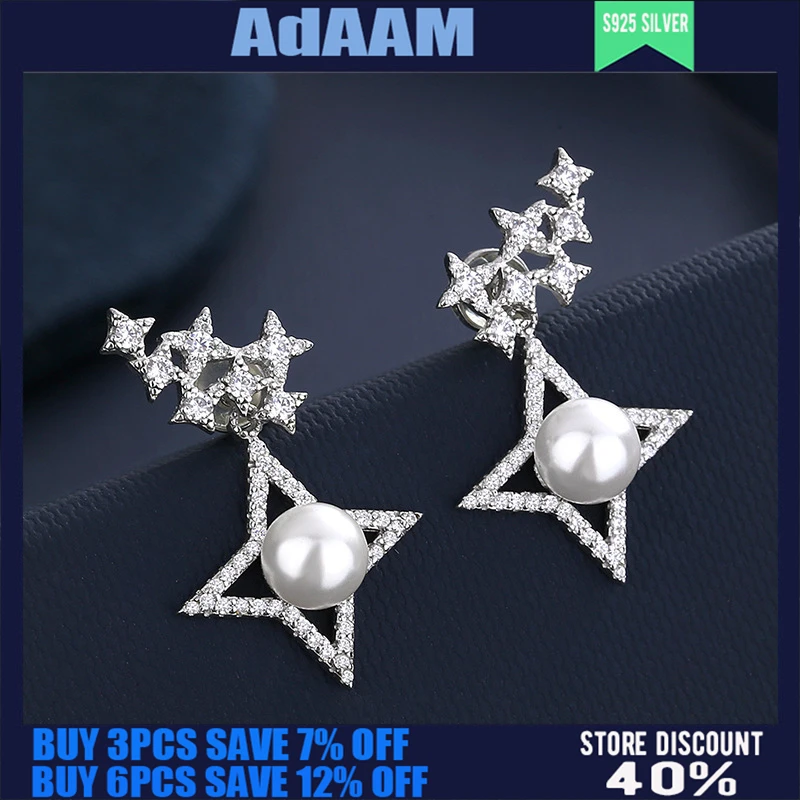 

S925 Sterling Silver Classic Star Pearl Earrings Female Personality Fashion Simple Starry Fine Jewelry Luxury Custom Holiday Gif