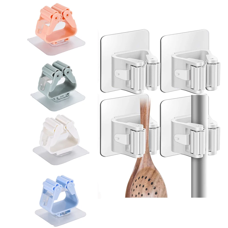 

Mop Clip Wall Mounted Mop Organizer Holder Brush Broom Hanger Kitchen Bathroom Strong Hooks Storage Rack Household Tools