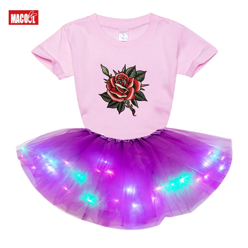 

Girls Clothing Sets Princess Little Girl Set Summer Birthday Party Dress 2pc Light Tutu Dress+t Shirt Costume A Birthday Present