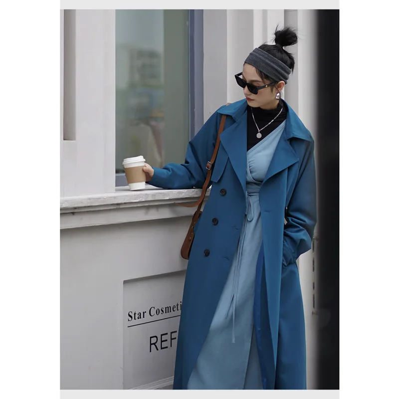 

IEQJ Windbreaker Women's England Style Elegant Wild With Sashes Full Sleeve Lapel Collar 2021 Spring Autumn New Fashion TU673