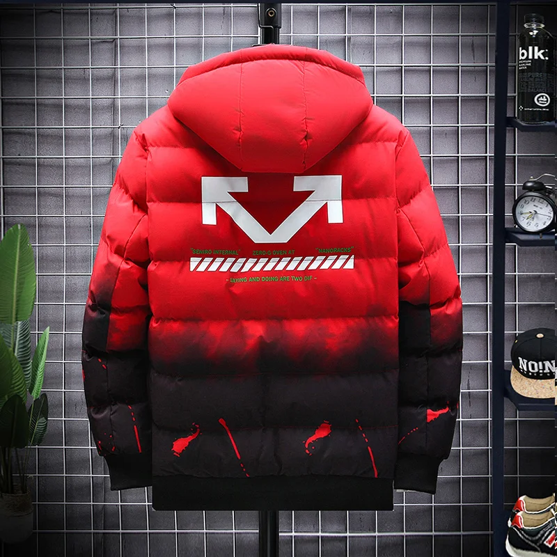 

Men's Cotton Padded Jackets Men New 2020 Winter Fashion Casual Hooded Warm Jacket Patchwork Loose Windproof Jackets For Men