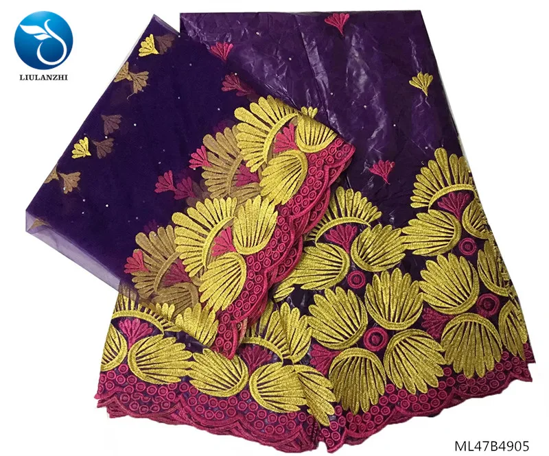 

LIULANZHI white bazin lace fabrics 2019 New design gold/red embroidery cotton bazin fabric with stones 5+2yards ML47B49