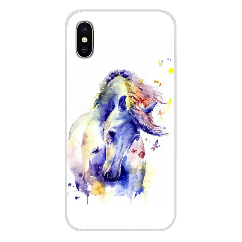Для Xiaomi Redmi 4A S2 Note 3 3S 4 4X5 Plus 6 7 6A Pro Pocophone F1 акварельные лошади бегущие прозрачные
