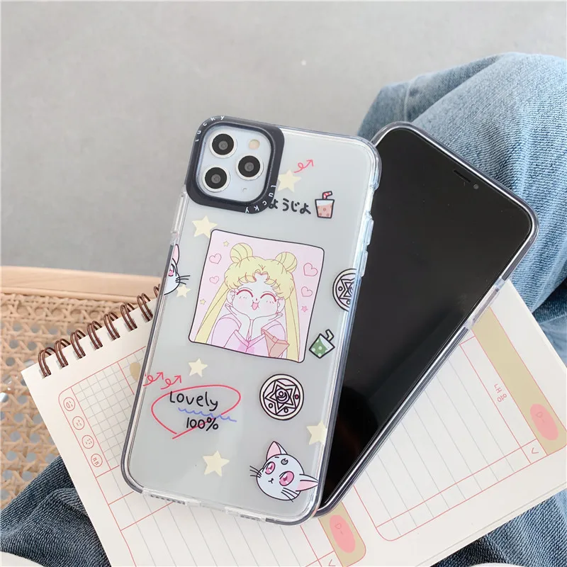 Забавный милый чехол для телефона Sailor Moon iphone 11 Pro Max 7 8 plus X XR XS модный прозрачный