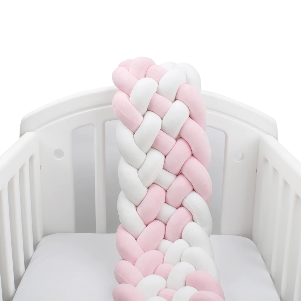 

2Meter Length 22cm Height baby Braided Crib Bumpers 6 Strip Knot Long Pillow Cushion,Nursery bedding,cot room dector