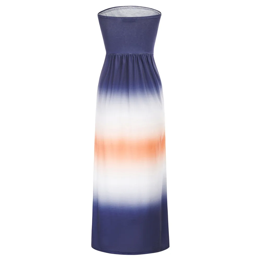 

Grace Karin Women Strapless A-Line Dress Gradient-Color Straight Neck Pleated Party Dress Sexy Summer Evening Beach Dress Ladies