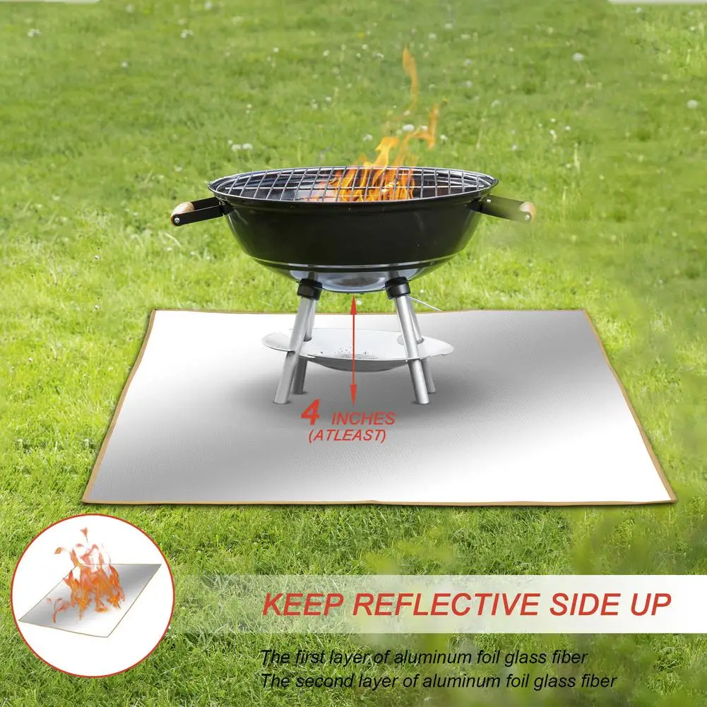 

Огнестойкий коврик для барбекю и гриля, термостойкий защитный мат, протектор для газона и травы, напольный мат для барбекю и гриля, 39 дюймов
