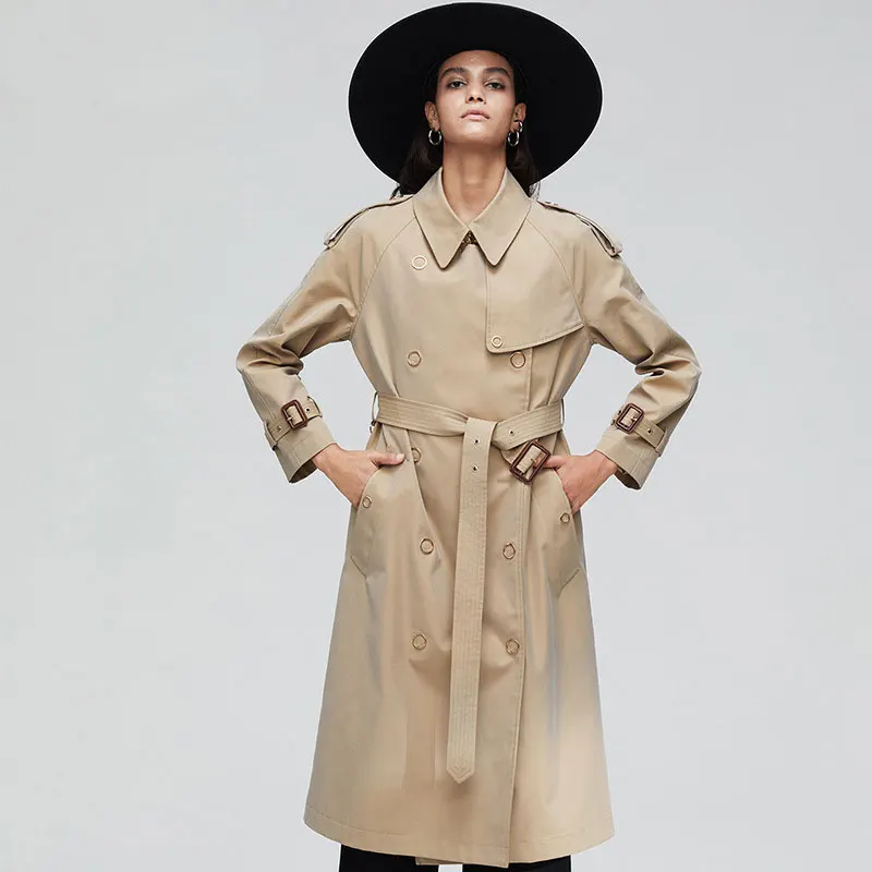 

Pop Autumn New Trench Coat for Women Cotton Women Coat with belt Trench Chic Windbreaker Casaco Abrigo Mujer Loose Outwear
