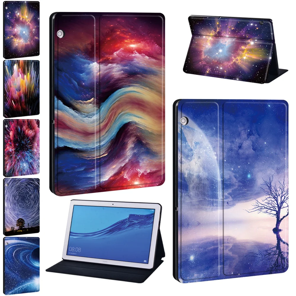 

PU Leather Tablet Case for Huawei MediaPad T3 8/T3 10 9.6"/T5 10 10.1" /M5 Lite 10.1/M5 10.8 Printing Pattern Star Space Series
