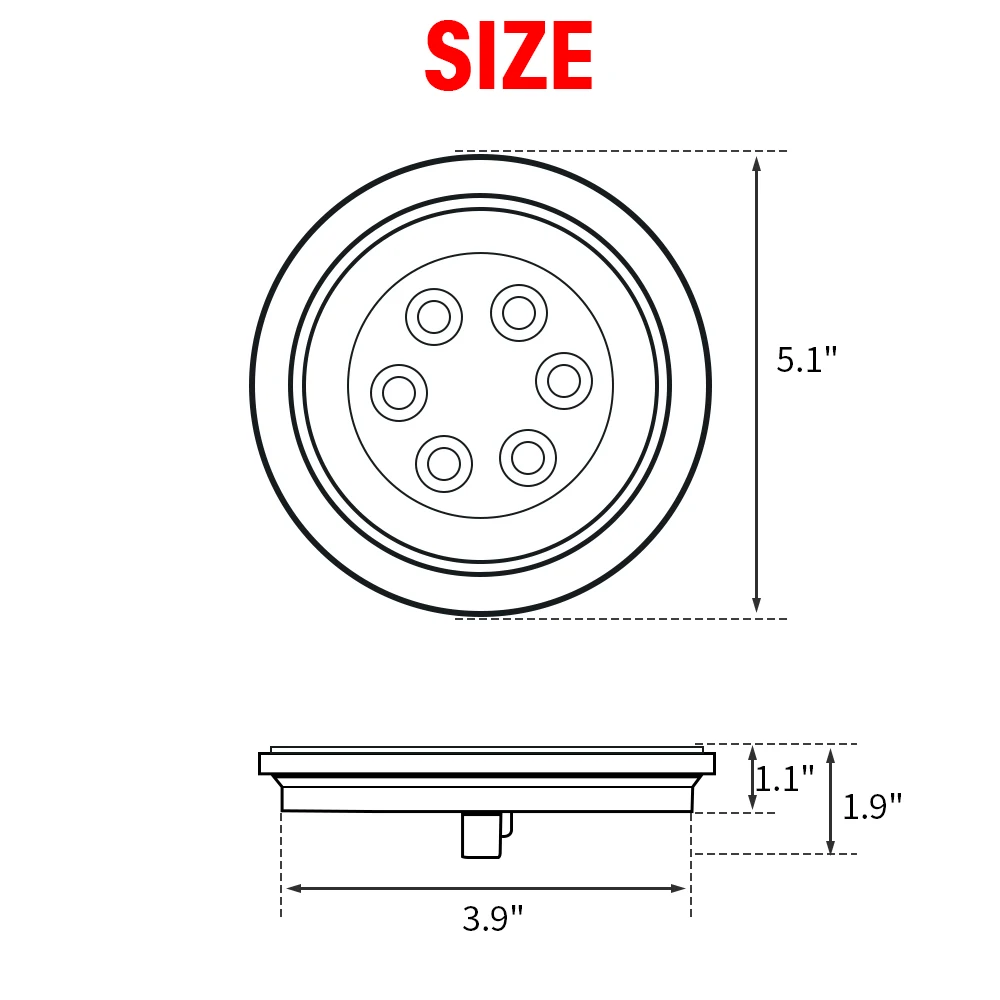 Комплект светодиодных круглых задних фонарей micтюнинга для прицепа 2 шт. 5