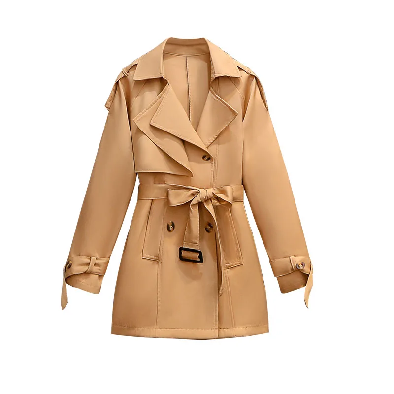 

Женская ветровка большого размера, весеннее пальто 2021New, повседневная верхняя одежда, женское двубортное корейское пальто цвета хаки, женск...