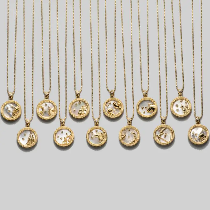 Ожерелье из серебра 925 пробы с подвеской в виде 12 знаков зодиака|Ожерелья