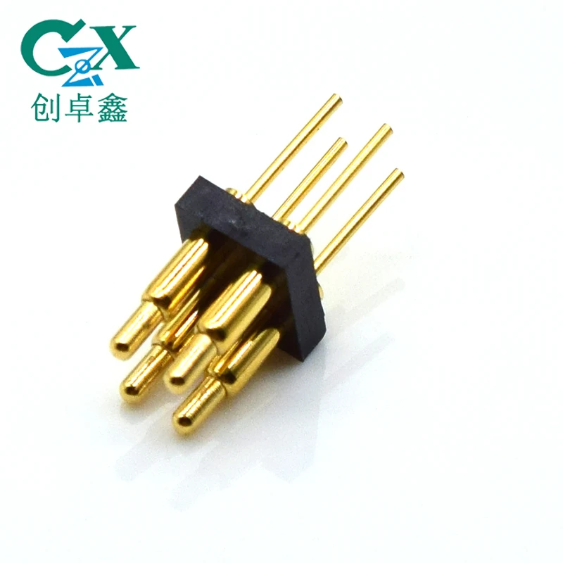 Высокое качество длинное золотое покрытие латунный пружинный 4pin двухрядный pogo