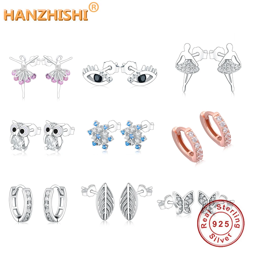 Женские серьги гвоздики с фианитами в форме совы серебро 925 пробы сделай сам