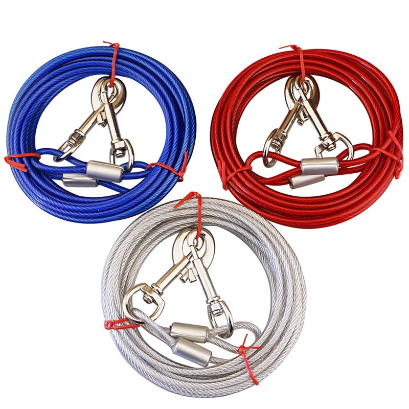 

3M/5M/10M Steel Wire Dogs Double Leashes Anti-bite Non-Tangle Pet Outdoor Picnic Camping Walking Belt Strap Lead Leash 3 Colors