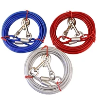 3m5m10m steel wire dogs double leashes anti bite non tangle pet outdoor picnic camping walking belt strap lead leash 3 colors