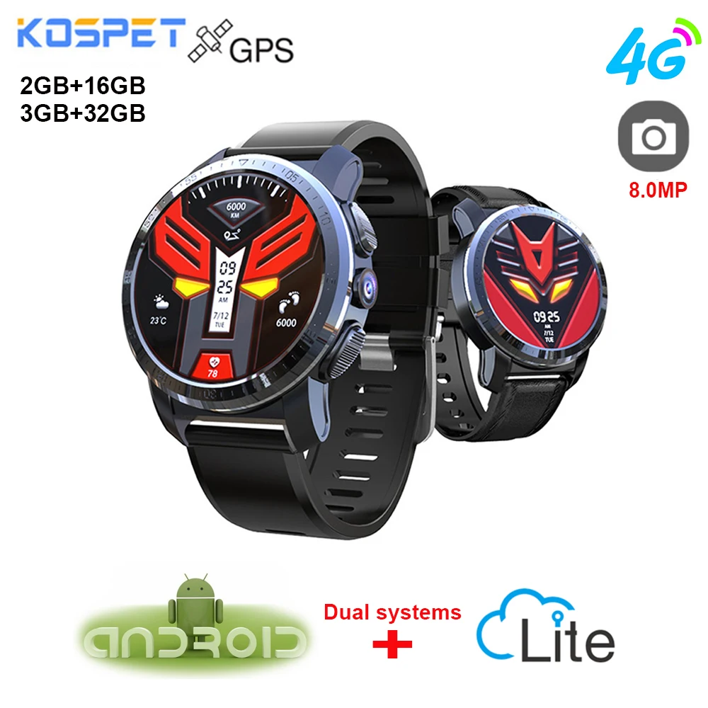 Новые смарт часы Kospet Optimus Pro телефон с GPS 4G водонепроницаемые Android 7 1 2 ГБ 16 3 32