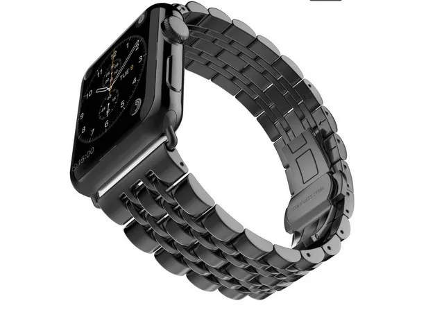 Мужской прочный браслет из нержавеющей стали для Apple Watch 5 4 3 2 1 металлический браслет или ремешок для ручных часов Apple Butterfly Пряжка для Apple Watch ремешок золотистый