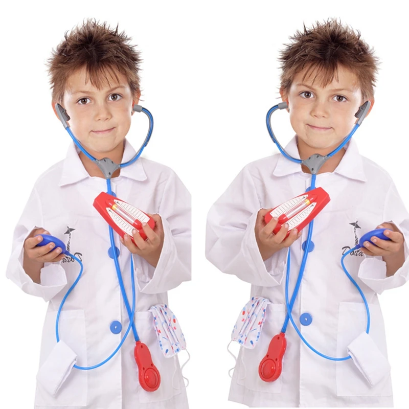 

Детский костюм для ролевых игр, комплект для косплея врача с лабораторным пальто, стетоскоп для девочек и 6 дополнительных медицинских инст...