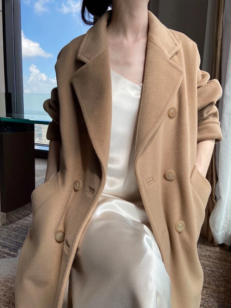 Classic double-sided cashmere coat women's mid-length style 2021 autumn and winter new high-end woolen coat