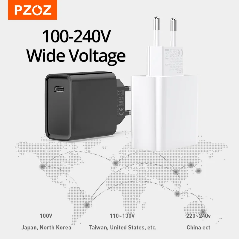 

PZOZ 20W PD Fast Charging Usb C Charger For iphone 12 Pro MAX 12 Mini 11 Xs PD Charger For AirPods Max iPad air 4 2021 IPAD pro