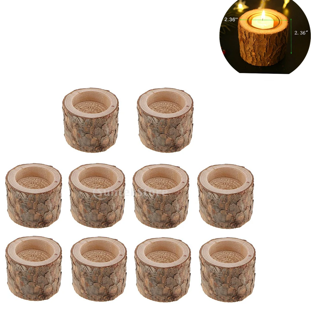 Деревянный подсвечник с пеньком из натурального дерева 6 см 10 шт. в