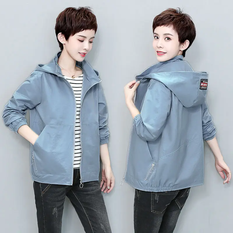 

Spring Autumn Short Jackets Womens Casual Loose Coat Tops Female Thin Wild Jacket Women Plus Size Outwear Lined/Zipper/Pocket