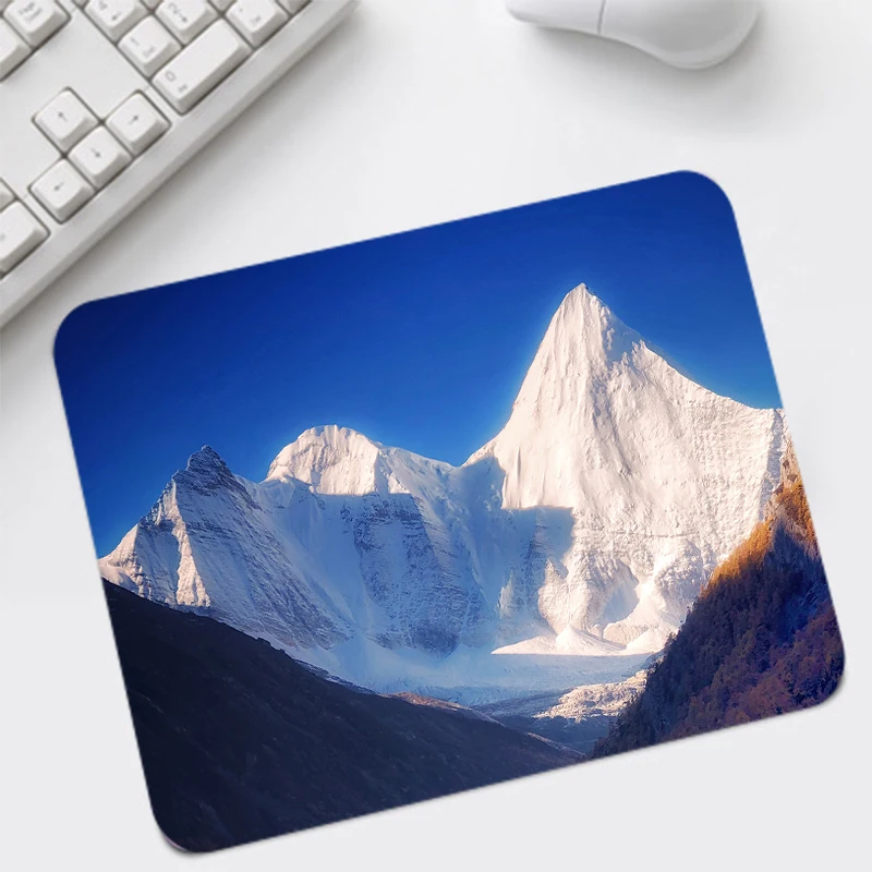 

Beautiful Scenery of Snowy Mountains Mouse-pads with Natural Softy Rubber Desk Mats for Office Table Pad Small Size