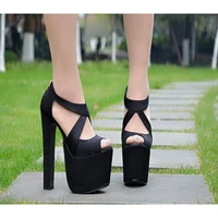 model shoes sandals thick heel 18cm nightclub spring summer 2021 new sexy hate sky high super high heel womens shoes