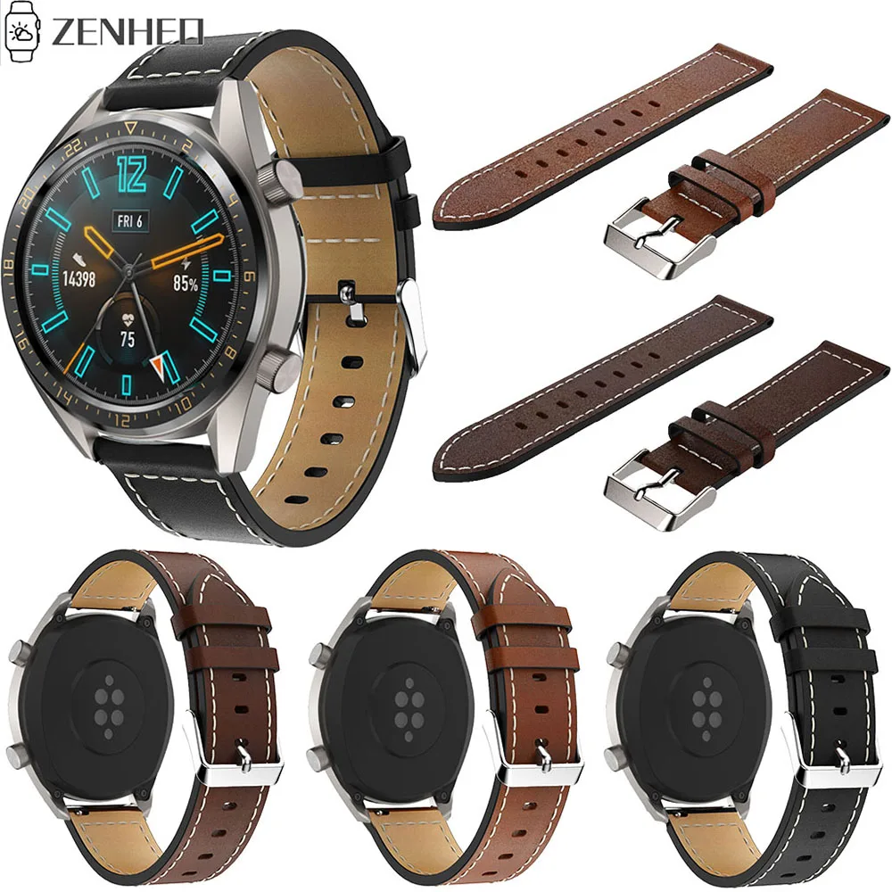 

Ремешок для часов Huawei Watch GT, 22 мм, сменный кожаный ремешок для часов Xiaomi Huami Amazfit GTR 47 мм/Stratos 2/2S
