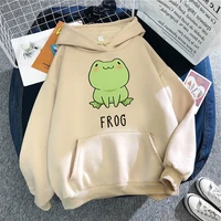 skateboard frog hoodie women oversized cartoon printing clothes casual pullover kawaii fleece streetwear hoodied long sleeve