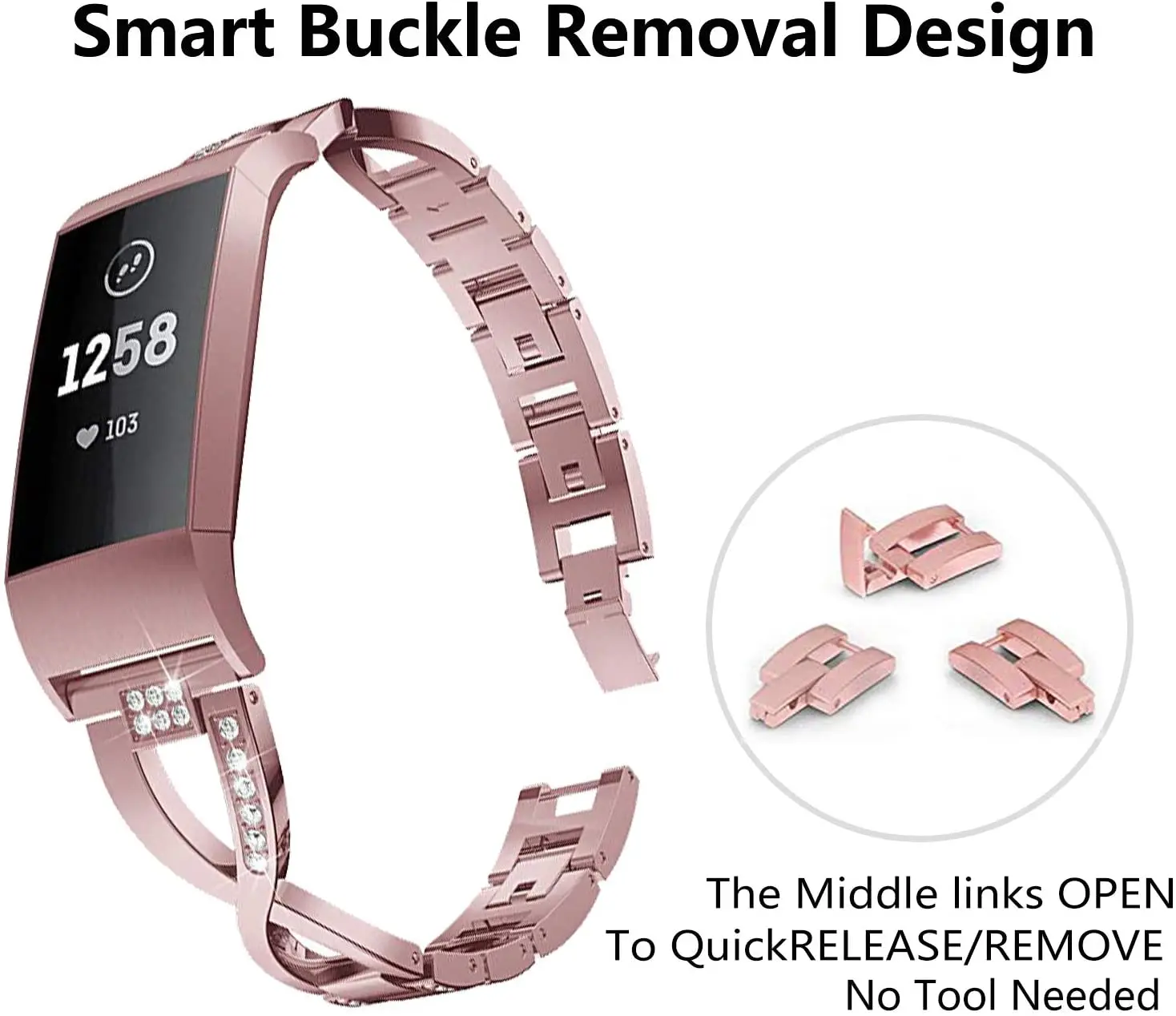 

Совместим с Fitbit Charge 4/Charge 4 Special Editions Bands, браслет из нержавеющей стали со стразами