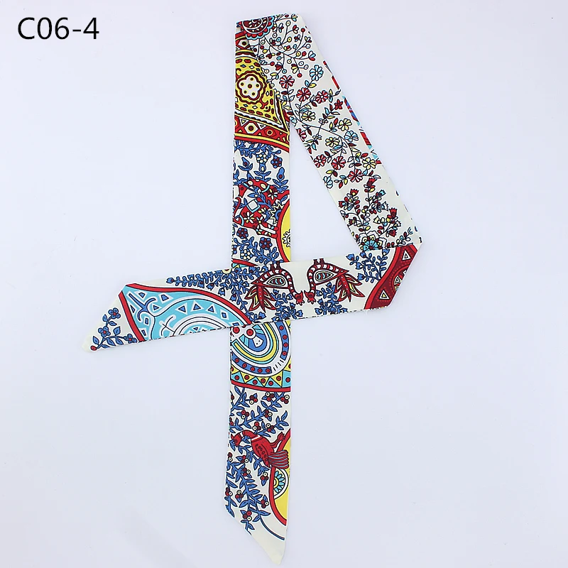 Шелковый узкий шарф для женщин дизайнерские шейные шарфы с принтом Женская