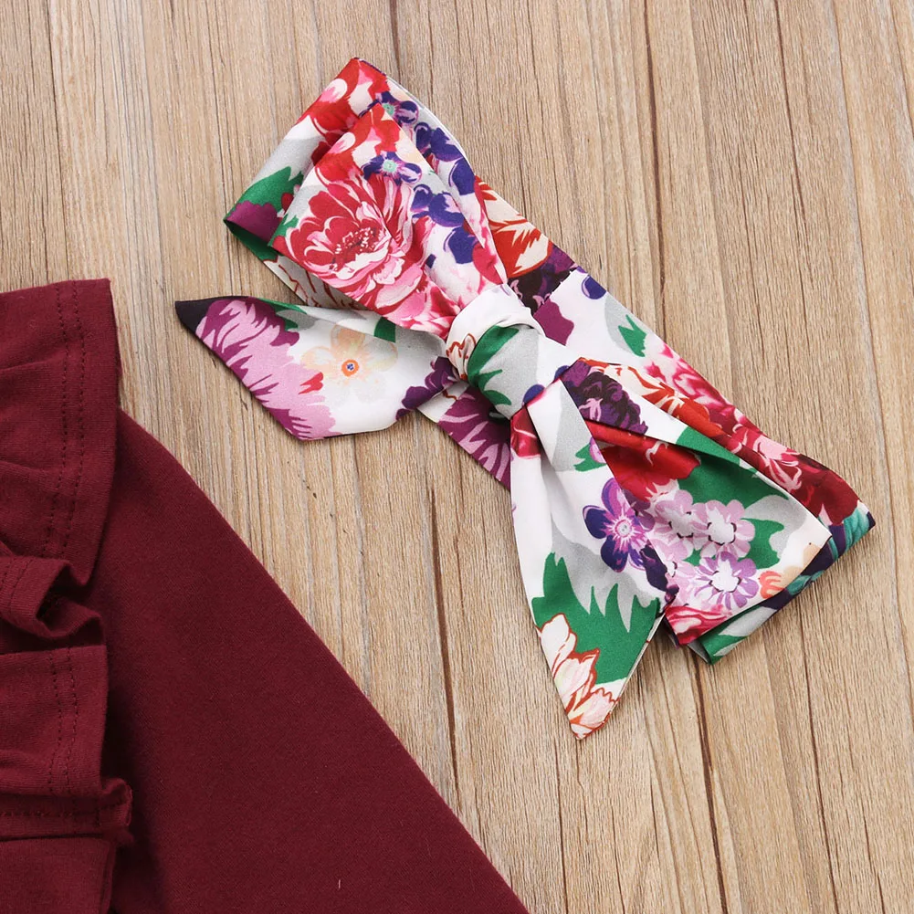 Новый Модный хлопковый боди с длинными рукавами для маленьких девочек + штаны