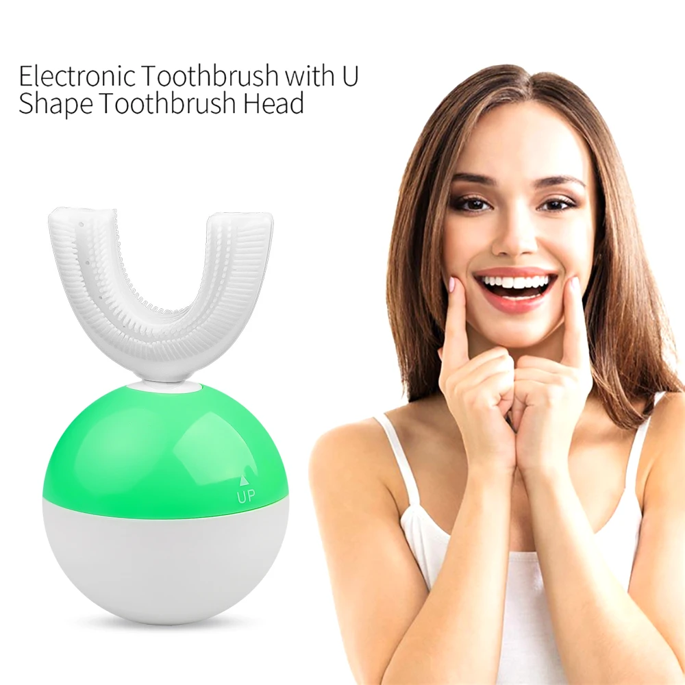 360 Degrees Intelligent Automatic Sonic Electric Toothbrush U Type 4 Modes Tooth Brush USB Charging Whitening Blue Light | Бытовая