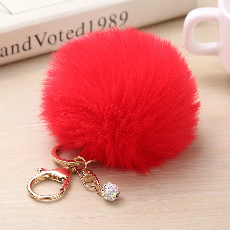 Cute Faux Rabbit Fur Ball Keychain Key Holder Pompom Making Car Chain Porte Clef Charms Luxury Keyfobs | Украшения и аксессуары