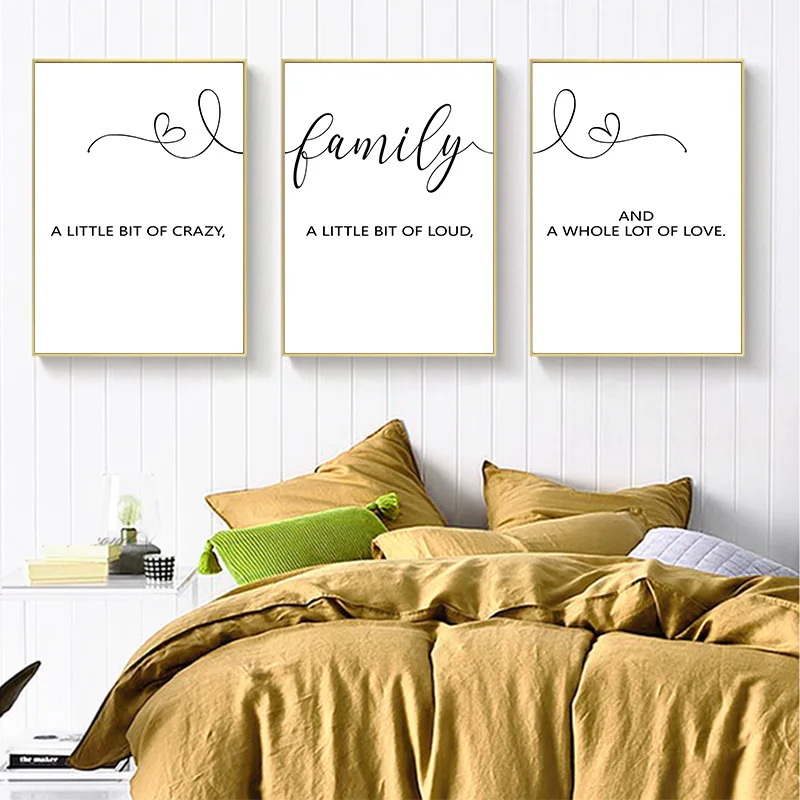 

Canvas Painting Wall Art Family Quotes Letter Art Poster and Print Simplicity Black White Picture Modern Living Room Decoration