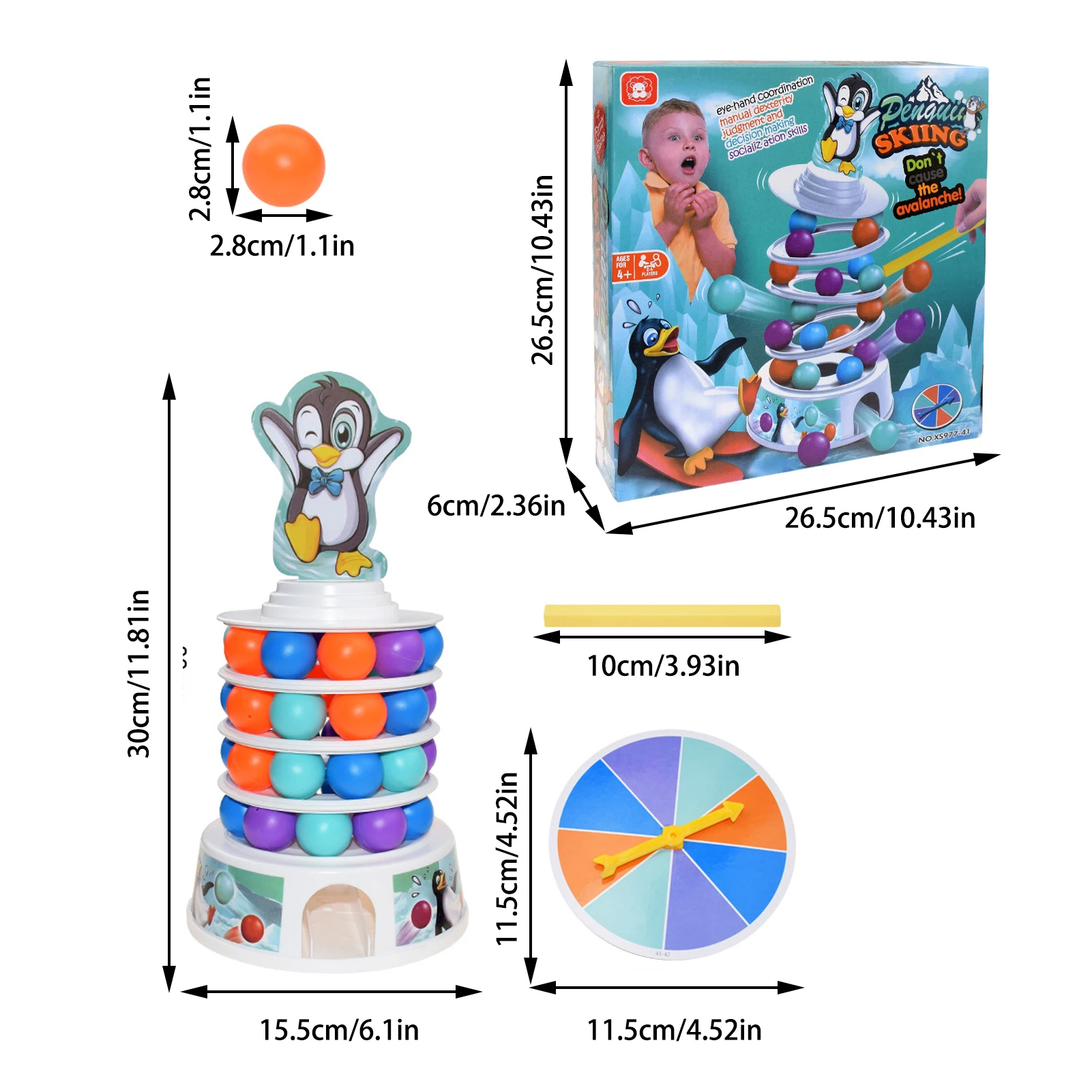 

ABS 4 Colors Innovative Stacking Toys Penguin Skiing Family Board Game Skee-Ball Party Toy For Children