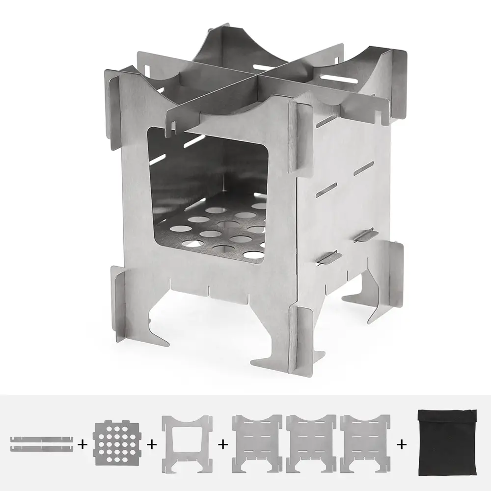Легкая титановая Складная дровяная плита походная для пикника печь