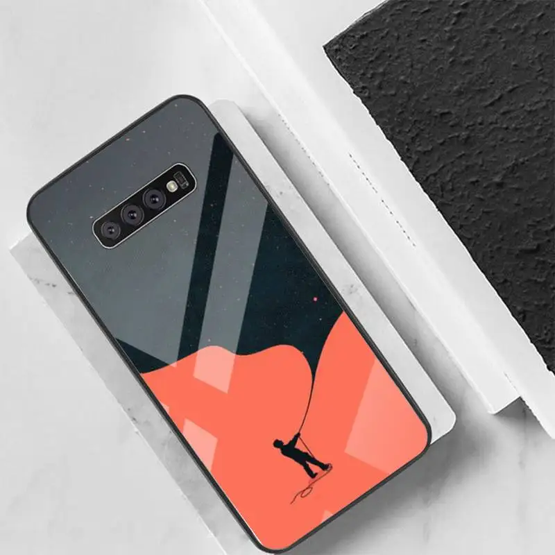

Minimal art Phone Case Back Cover For Samsung Cases S20 Plus S10 NOTE 8 9 10 10PRO Tempered Glass Soft Silicone Edge