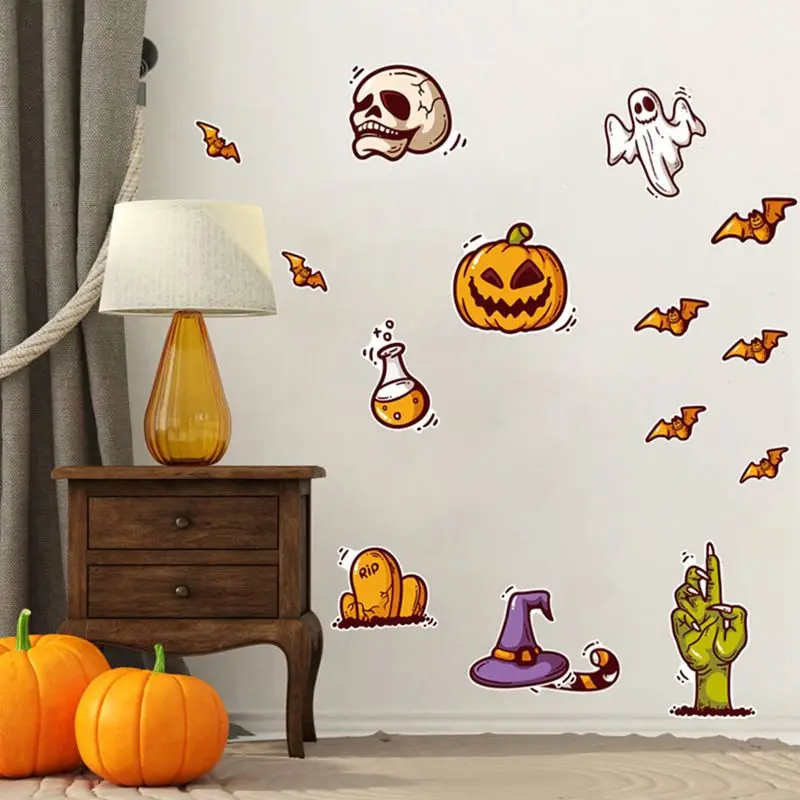 Мультфильм милый Хэллоуин наклейки на стену самоклеющиеся ПВХ для домашнего