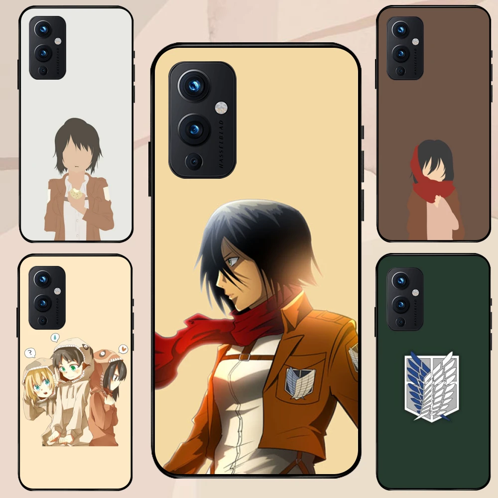 

Phone Mobile Case for One Plus 9Pro 9R 7T PRO 5T 6 5 Shockproof Custom Cellphone Silicone Funda Attack on Titan Mikasa