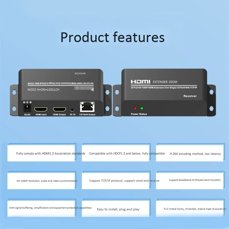 

Wireless HDMI Extender 656Ft (200 M) 1080P HDMI Single Network Cable Extender with IR Support TCP/IP