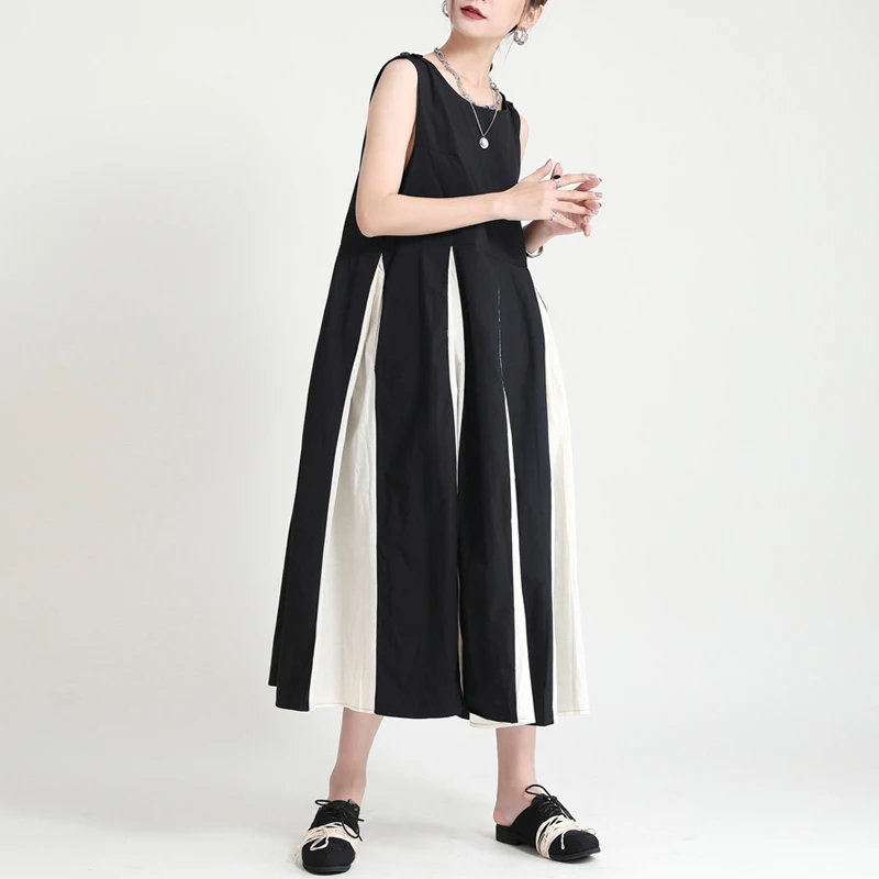 

Женское лоскутное платье без рукавов Johnature, повседневное свободное платье-чехол с круглым вырезом, для лета, 2021