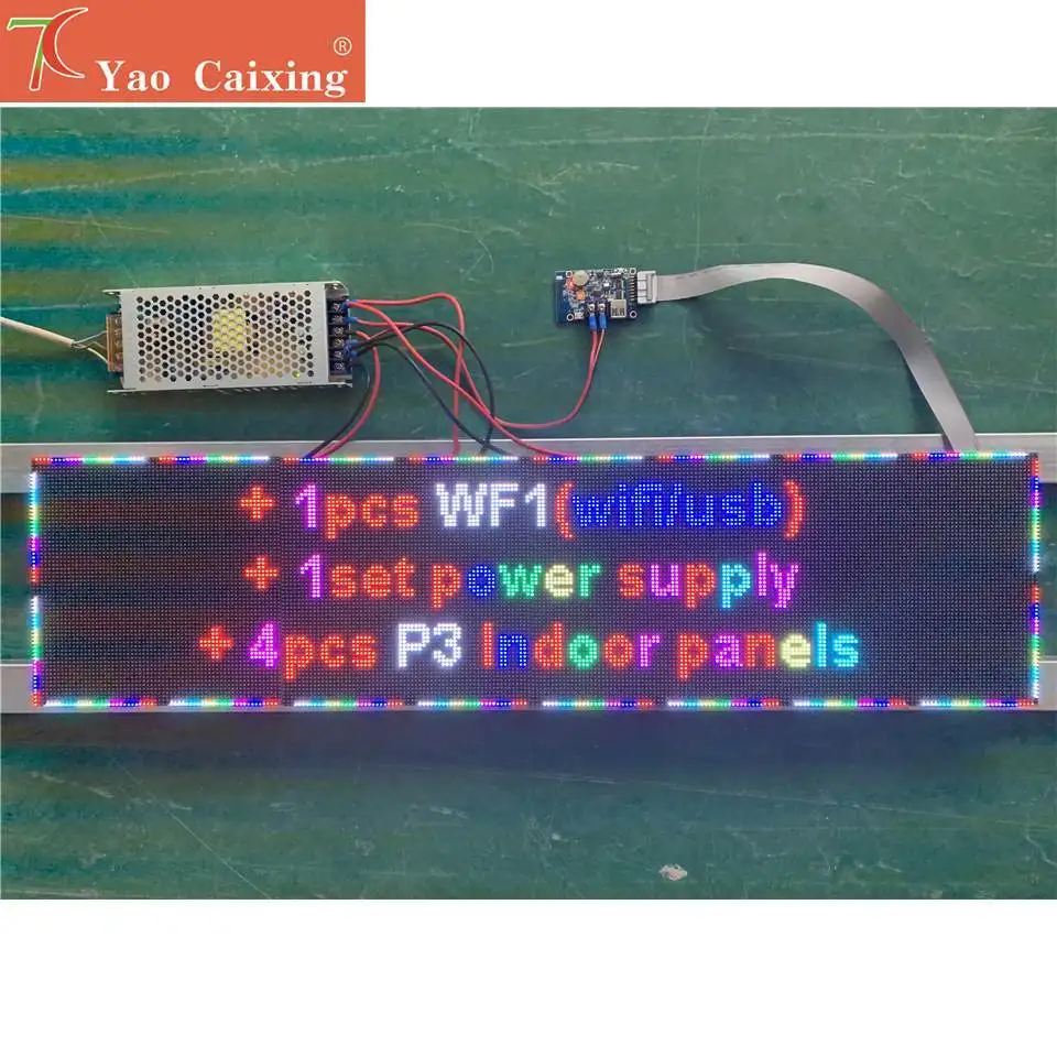 768MM x 192MM  4PCS  P3 INDOOR SMD FULL COLOR PANEL WITH HD WF1 WIFI USB LED TEXTS SING BOARD