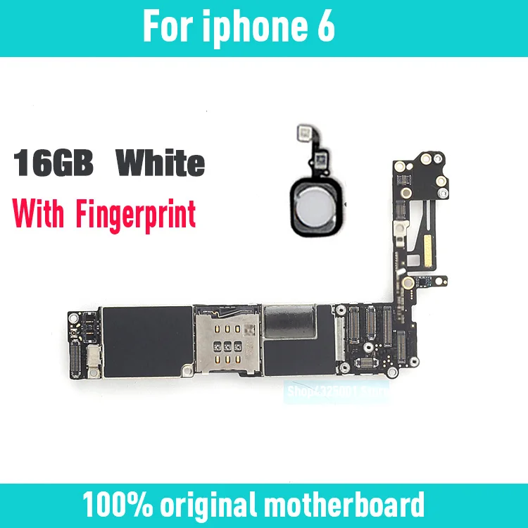 16GB(White) Оригинальная разблокированная материнская плата для iphone 6 с сенсорным ID/без Touch ID, для iphone 6 логические платы, 16 ГБ/64 Гб/128 ГБ - Цвет: 16GB(White)